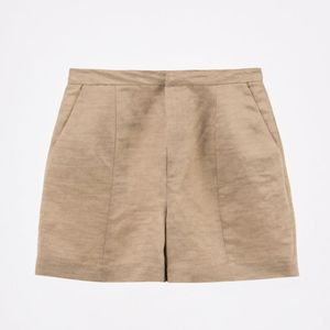 Linen blend straight shorts